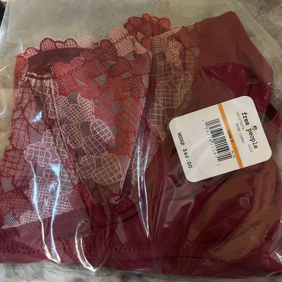 NEW Free People Love Story Soft Bra Wine Hearts - Picture 12 of 12